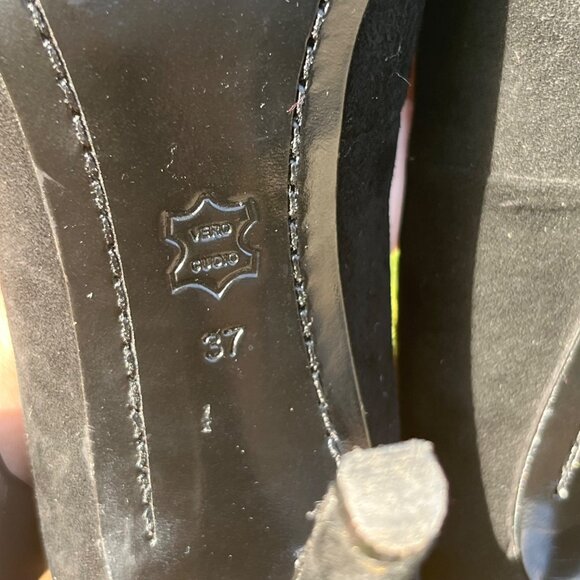 Alice + Olivia Black Velvet Pink Bow Stiletto Pumps Size 37 / US 6.5 - Picture 11 of 11